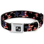 Dog Bone Seatbelt Buckle Collar - Americana Stars & Flags Black/Red/White/Blue