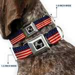 Dog Bone Seatbelt Buckle Collar - American Flag Stripe