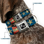 Dog Bone Seatbelt Buckle Collar - Americana Vintage Stars & Stripes