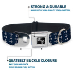 Dog Bone Seatbelt Buckle Collar - Anchors Navy/White
