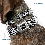 Dog Bone Seatbelt Buckle Collar - Aztec2 White/Black