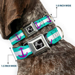 Dog Bone Seatbelt Buckle Collar - Anchor/Stripe Teal/White/Purple