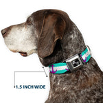 Dog Bone Seatbelt Buckle Collar - Anchor/Stripe Teal/White/Purple