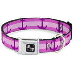 Dog Bone Seatbelt Buckle Collar - Anchor/Stripe Pinks/Purple