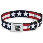 Dog Bone Seatbelt Buckle Collar - Americana Stars & Stripes
