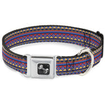Dog Bone Seatbelt Buckle Collar - Aztec 15 Blues/Yellow/Orange/Gray