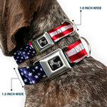 Dog Bone Seatbelt Buckle Collar - American Flag Vivid CLOSE-UP