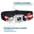Load image into Gallery viewer, Dog Bone Seatbelt Buckle Collar - American Flag Vivid CLOSE-UP