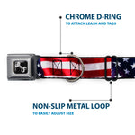 Dog Bone Seatbelt Buckle Collar - American Flag Vivid CLOSE-UP