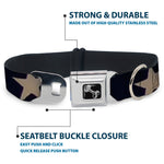 Dog Bone Seatbelt Buckle Collar - American Flag Vivid Stars CLOSE-UP Blue/White