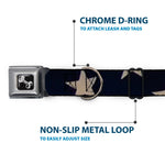 Dog Bone Seatbelt Buckle Collar - American Flag Vivid Stars CLOSE-UP Blue/White