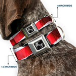 Dog Bone Seatbelt Buckle Collar - American Flag Vivid Stripes CLOSE-UP Red/White
