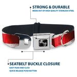 Dog Bone Seatbelt Buckle Collar - American Flag Vivid Stripes CLOSE-UP Red/White