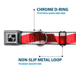 Dog Bone Seatbelt Buckle Collar - American Flag Vivid Stripes CLOSE-UP Red/White