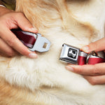 Dog Bone Seatbelt Buckle Collar - American Flag Vivid Stripes CLOSE-UP Red/White