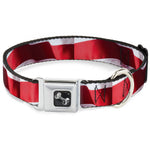 Dog Bone Seatbelt Buckle Collar - American Flag Vivid Stripes CLOSE-UP Red/White