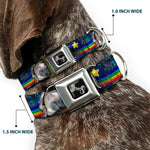 Dog Bone Seatbelt Buckle Collar - Astronaut Cats in Space/Rainbows/Stars