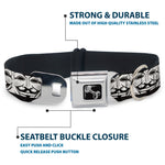 Dog Bone Seatbelt Buckle Collar - Anonymous Face CLOSE-UP Repeat White/Black/Gray
