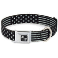Load image into Gallery viewer, Dog Bone Seatbelt Buckle Collar - Americana Stars & Stripes2 Weathered Black/Gray