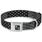 Dog Bone Seatbelt Buckle Collar - Americana Stars & Stripes2 Weathered Black/Gray