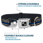 Dog Bone Black/Silver Seatbelt Buckle Collar - Thin Blue Line Flag Weathered Black/Gray/Blue