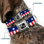Dog Bone Seatbelt Buckle Collar - Americana Stars & Stripes2 Blue/White/Red/White