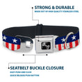 Load image into Gallery viewer, Dog Bone Seatbelt Buckle Collar - Americana Stars & Stripes2 Blue/White/Red/White