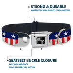 Dog Bone Seatbelt Buckle Collar - Americana Stars & Stripes2 Blue/White/Red/White