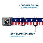 Dog Bone Seatbelt Buckle Collar - Americana Stars & Stripes2 Blue/White/Red/White