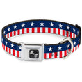 Load image into Gallery viewer, Dog Bone Seatbelt Buckle Collar - Americana Stars & Stripes2 Blue/White/Red/White