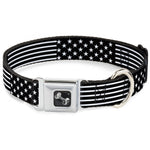 Dog Bone Seatbelt Buckle Collar - Americana Stars & Stripes2 Black/White