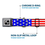 Dog Bone Seatbelt Buckle Collar - Americana Stars & Stripes2 Red/White/Blue