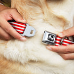 Dog Bone Seatbelt Buckle Collar - Americana Stars & Stripes2 Red/White/Blue