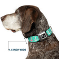 Load image into Gallery viewer, Dog Bone Seatbelt Buckle Collar - Anchor2 CLOSE-UP Green/Pink/White