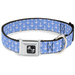 Dog Bone Seatbelt Buckle Collar - Anchor2 Monogram Baby Blue/Baby Pink/White