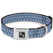 Dog Bone Seatbelt Buckle Collar - Anchor2 Monogram Baby Blue/Navy/White