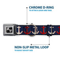 Load image into Gallery viewer, Dog Bone Seatbelt Buckle Collar - Anchor3 CLOSE-UP Navy/Red/Cream