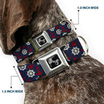 Dog Bone Seatbelt Buckle Collar - Anchor3/Helm Monogram Navy/Red/Cream