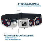 Dog Bone Seatbelt Buckle Collar - Anchor3/Helm Monogram Navy/Red/Cream