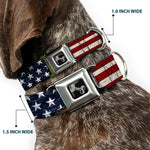 Dog Bone Seatbelt Buckle Collar - Americana Rustic Stars & Stripes