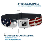Dog Bone Seatbelt Buckle Collar - Americana Rustic Stars & Stripes