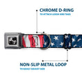 Load image into Gallery viewer, Dog Bone Seatbelt Buckle Collar - American Flag Vertical CLOSE-UP