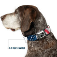 Load image into Gallery viewer, Dog Bone Seatbelt Buckle Collar - American Flag Vertical CLOSE-UP