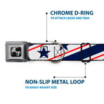 Dog Bone Seatbelt Buckle Collar - Americana Diagonal Stars & Stripes White/Red/Blue