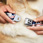 Dog Bone Seatbelt Buckle Collar - Americana Diagonal Stars & Stripes White/Red/Blue