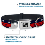 Dog Bone Seatbelt Buckle Collar - Americana Stars & Stripes4 Blue/White/Red
