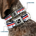 Dog Bone Seatbelt Buckle Collar - Americana Stars & Stripes5 White/Blue/Red