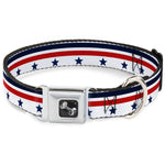 Dog Bone Seatbelt Buckle Collar - Americana Stars & Stripes5 White/Blue/Red