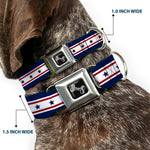 Dog Bone Seatbelt Buckle Collar - Americana Stars & Stripes 6 Blue/White/Red