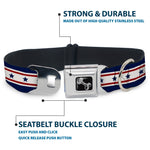 Dog Bone Seatbelt Buckle Collar - Americana Stars & Stripes 6 Blue/White/Red